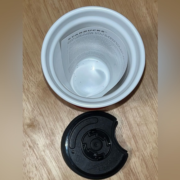 Starbucks Ceramic Red Writable Travel Mug Tumbler Coffee Cup Lid 12oz NWT - Picture 9 of 11